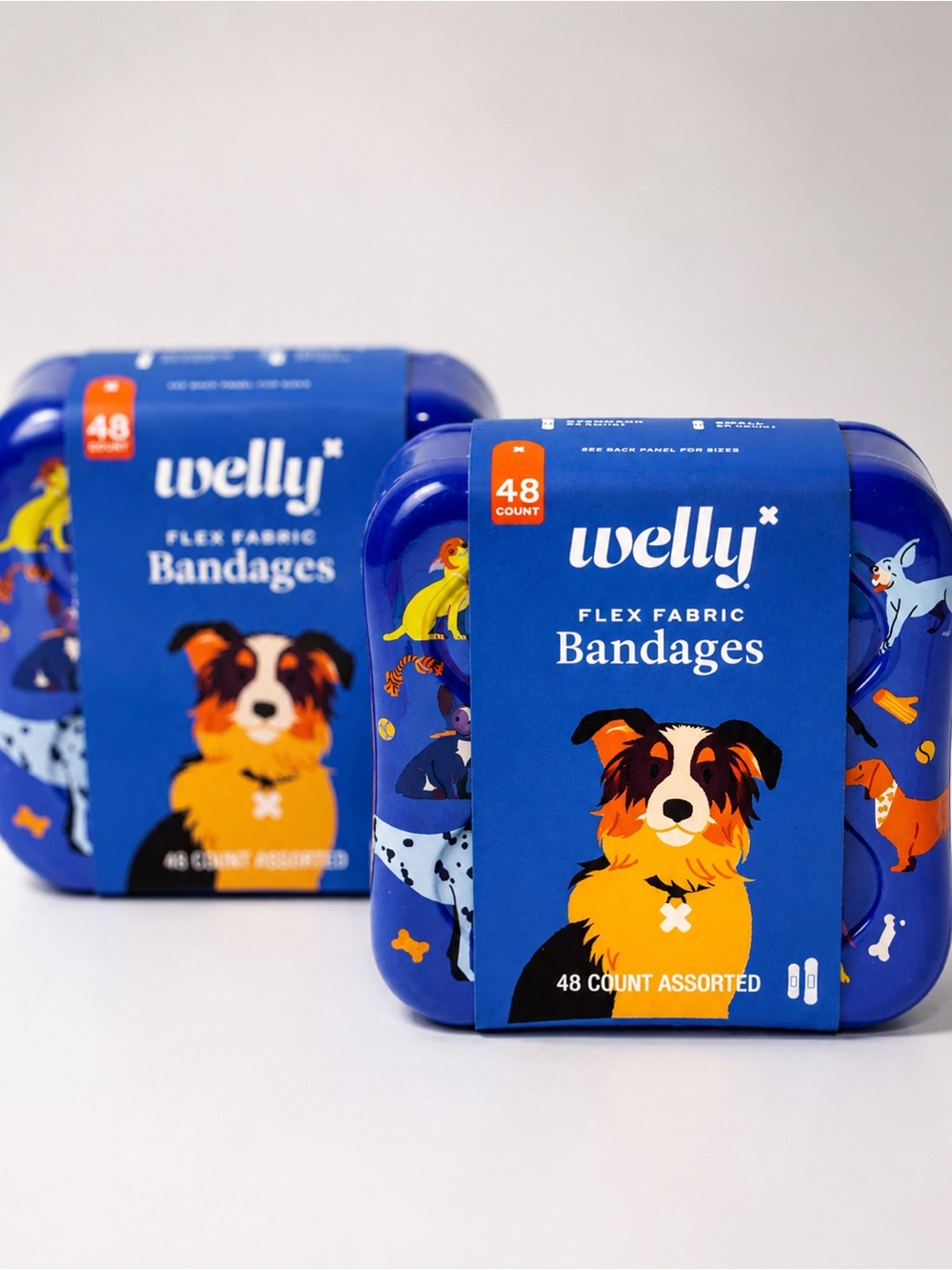 Welly Dog Print Bandages 48 (X2) Count Flex Fabric Pink Travel Kits (2)